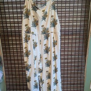 Kate Quinn Organic Cotton Floral Dress - White, Yellow, Green